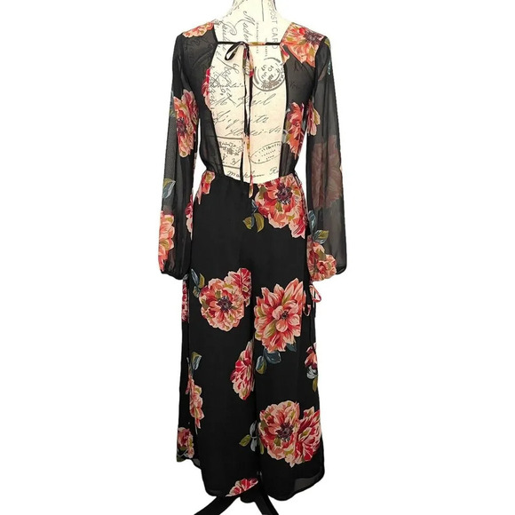 ASOS Floral Open Back Wide-Leg Jumpsuit Multicolor Lightweight Boho - Picture 3 of 13